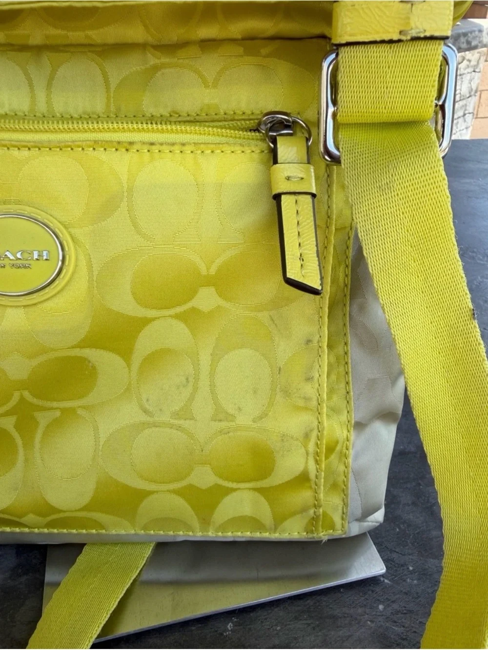 COACH Yellow Signature Nylon Crossbody Bag